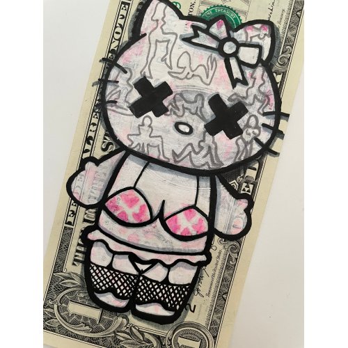 Banksy artwork of a hello kitty drawing